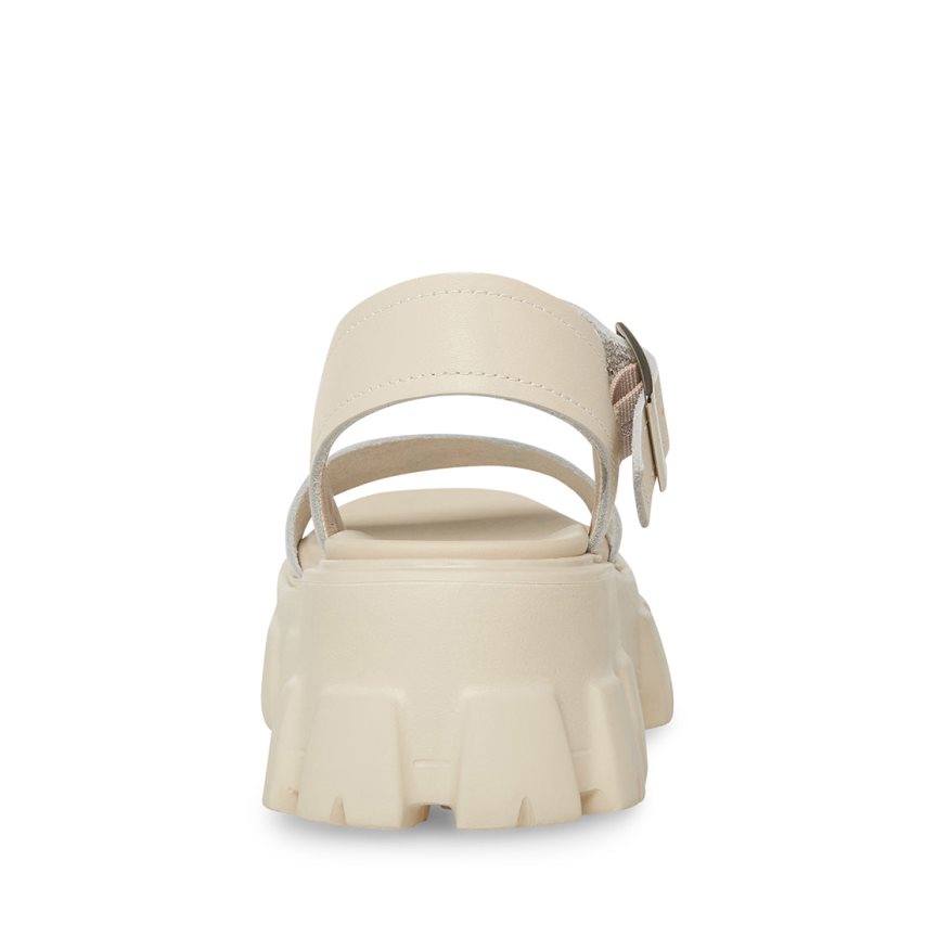 White Steve Madden Ellie Leather Women's Platform Sandals | PH 8412IOV